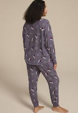 Plus Size Snoopy Long Sleeve Tee And Jogger Pajama Set, SHADOW BLUE COMBO, small