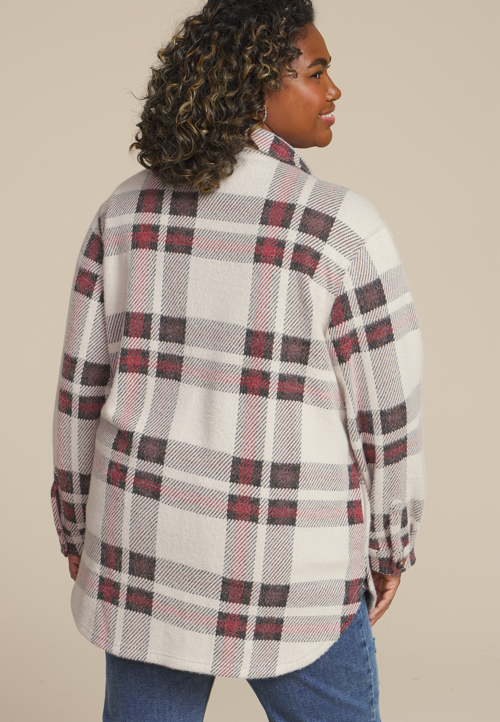 Plus Size Plush Plaid Shacket