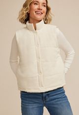 Corduroy Quilted Vest, COFFEE CREAMER, small