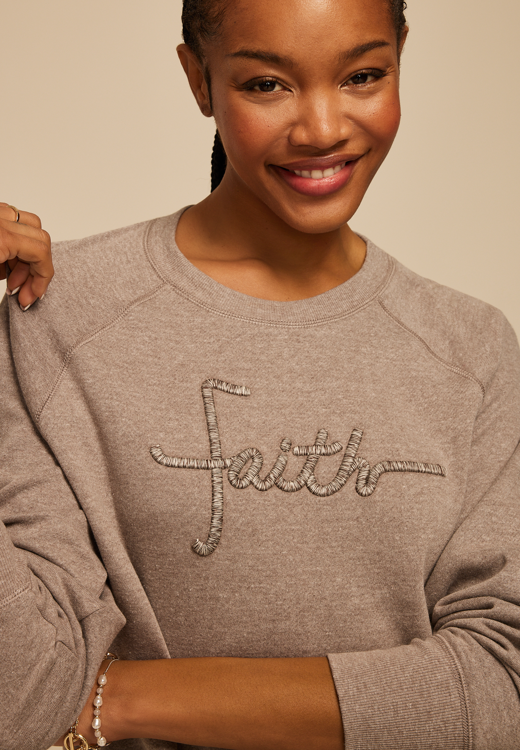 Faith Embroidered Relaxed Sweatshirt, C211, large