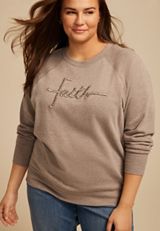 Plus Size Faith Embroidered Relaxed Sweatshirt, C211, small