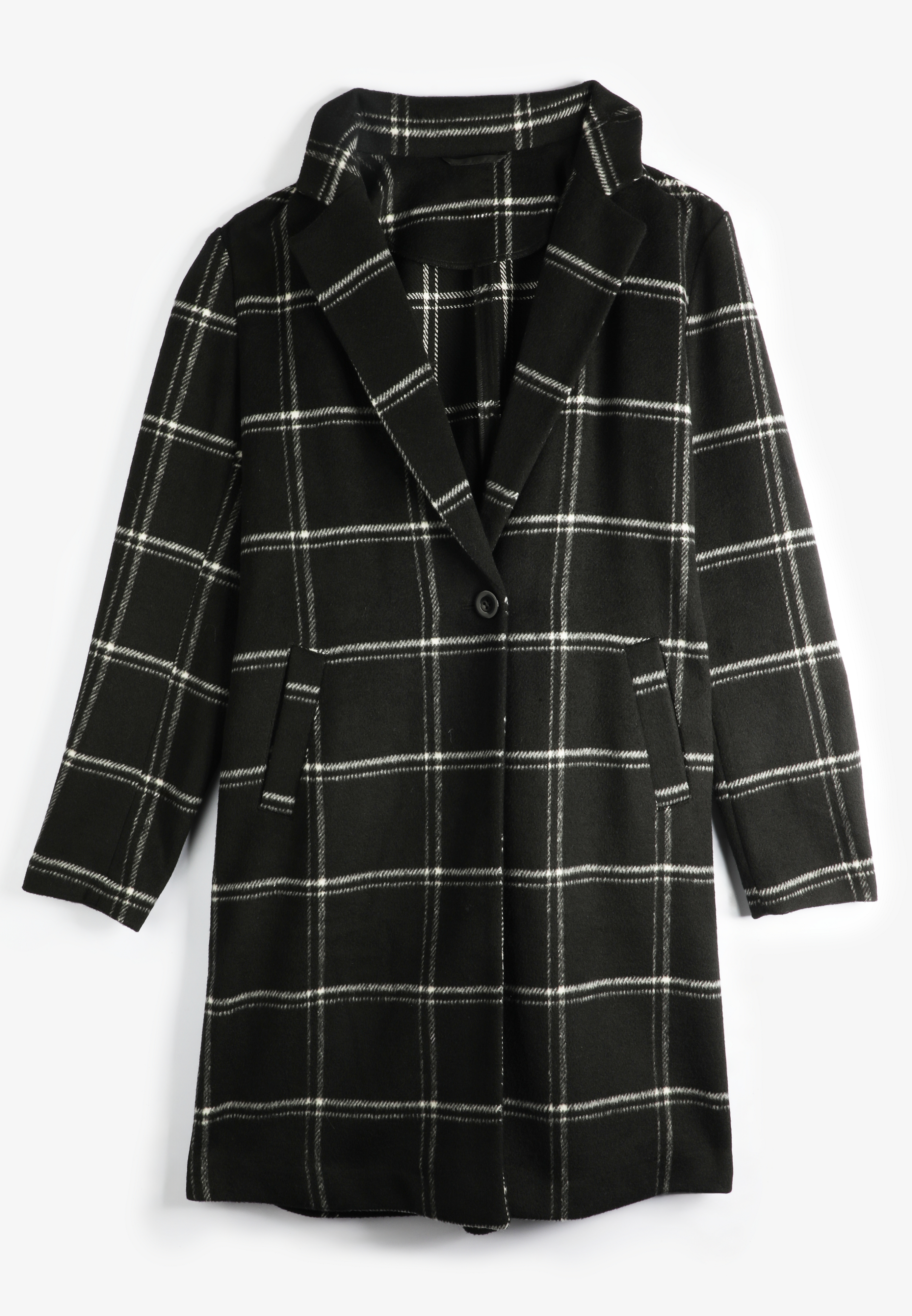 Windowpane One Button Dress Coat