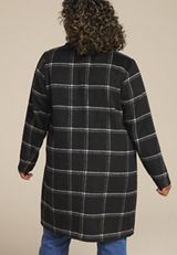 Plus Size Windowpane One Button Dress Coat, C1756, small