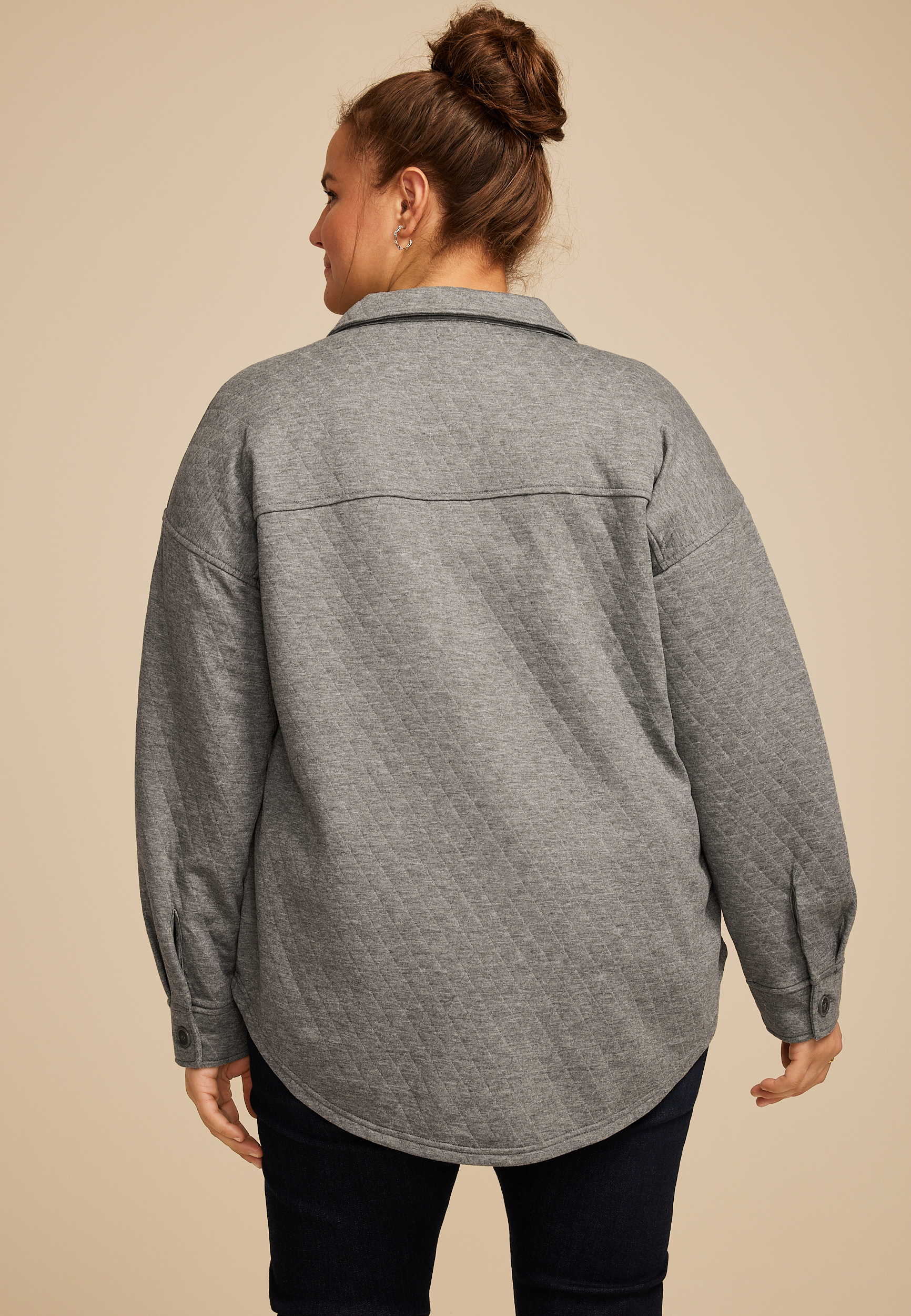 Plus Size Quilted Shacket, C2820, large