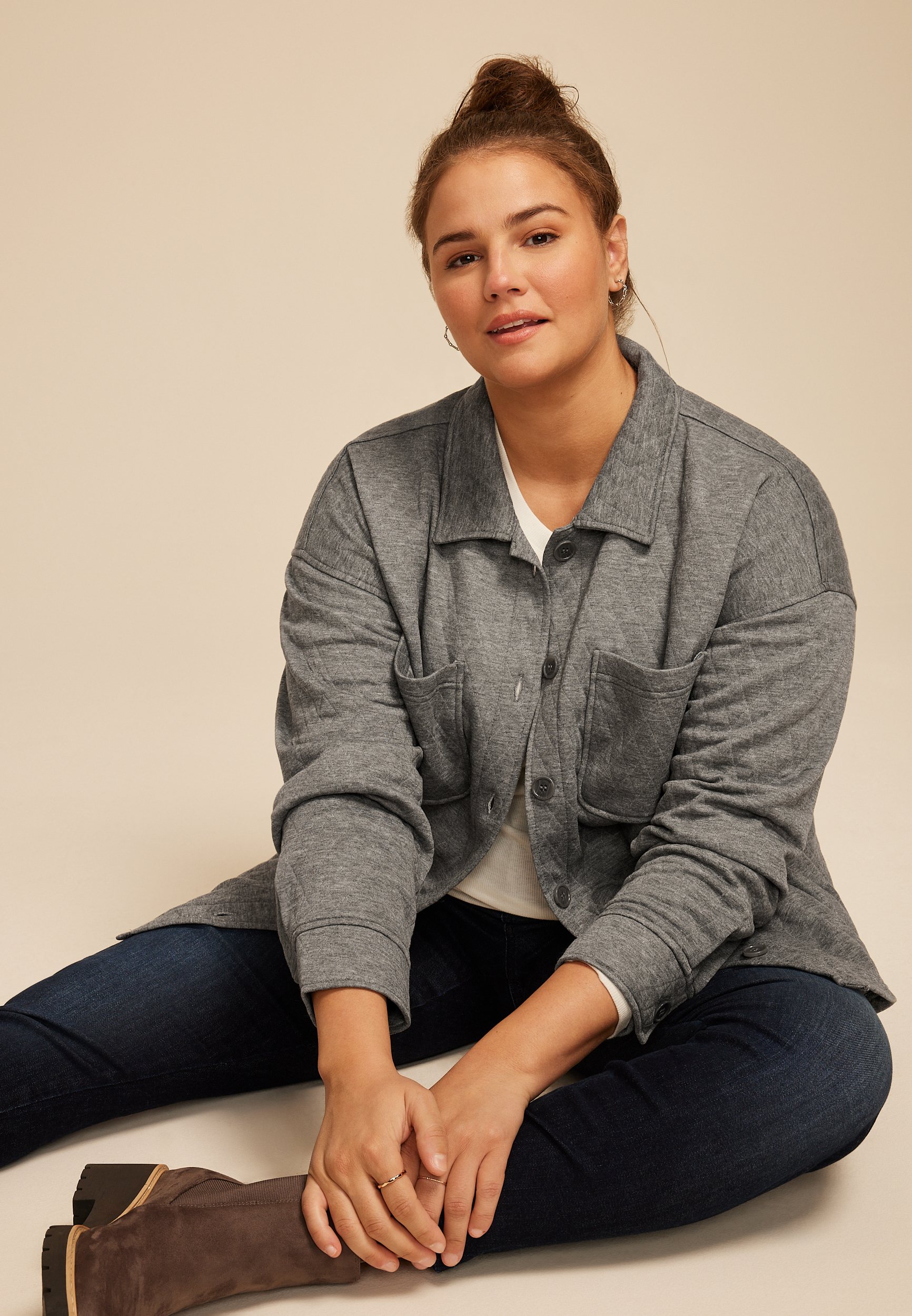 Plus Size Quilted Shacket, C2820, large