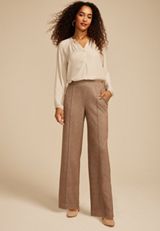 Tweed Knit High Rise Wide Leg Pant, C5330, small