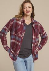 Plaid Button Down Boyfriend Shirt, C5232, small