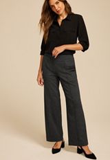 Herringbone Knit High Rise Wide Leg Pant, C1770, small