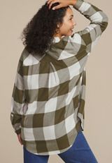 Plus Size Plaid Button Down Boyfriend Shirt, C2286, small