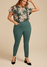 Plus Size Bengaline High Rise Skinny Pant, OPERA TEAL, small