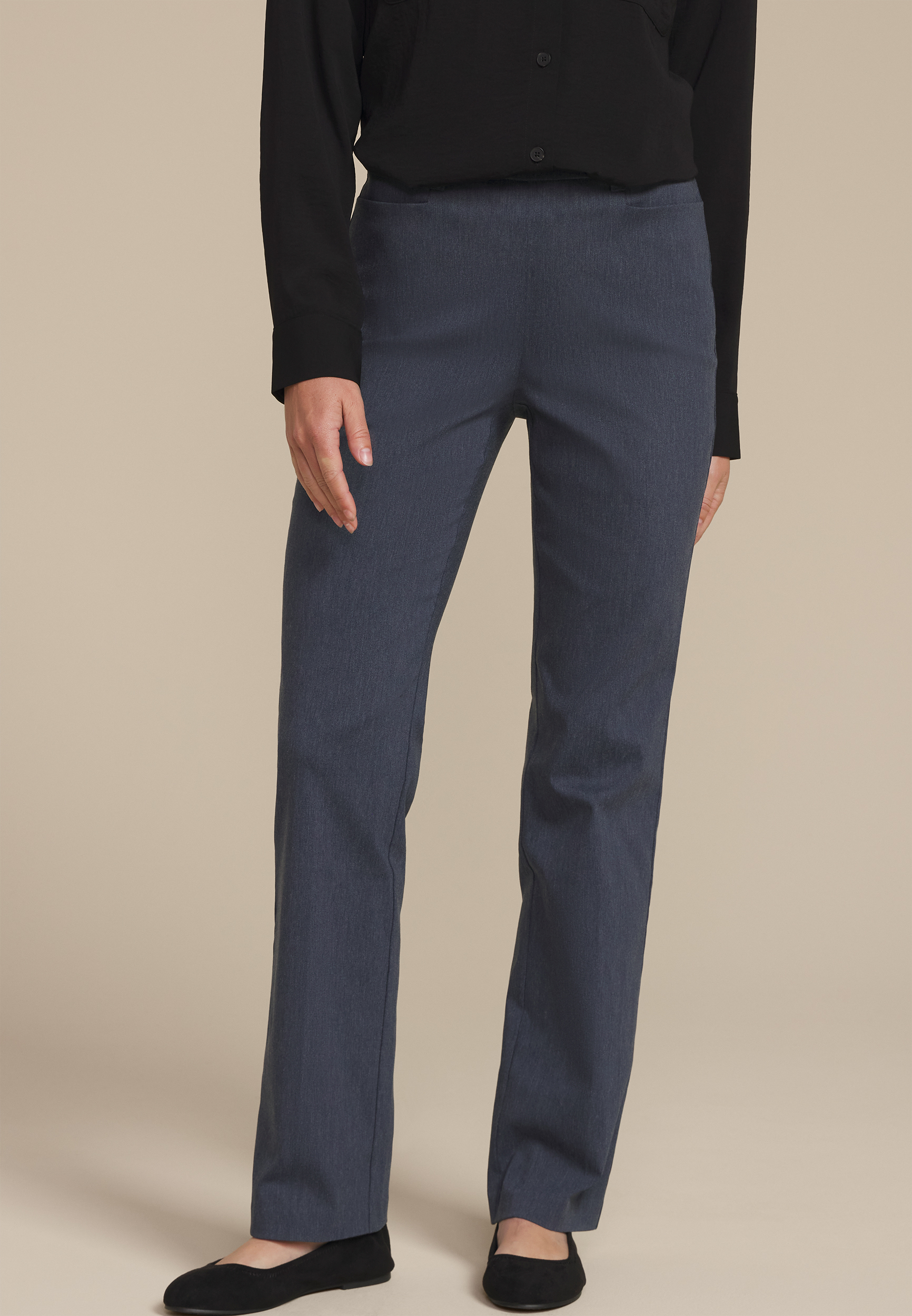 Faux Denim Bengaline Mid Rise Bootcut Pant