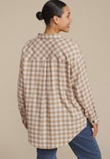 Plus Size Plaid Button Down Boyfriend Shirt, C5330, small