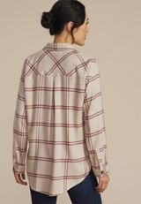 Plaid Boyfriend Button Down Shirt, C5232, small