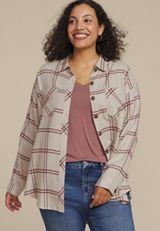 Plus Size Plaid Boyfriend Button Down Shirt, C5232, small