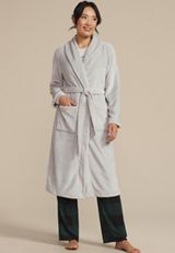 Gray Plush Long Robe, SKY FALL GRAY, small