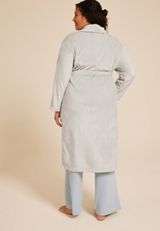 Plus Size Gray Plush Long Robe, C9770, small