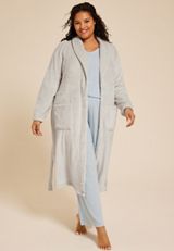 Plus Size Gray Plush Long Robe, C9770, small