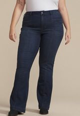 Plus Size Dark High Rise Seamed Flare Jean, DARK SANDBLAST, small