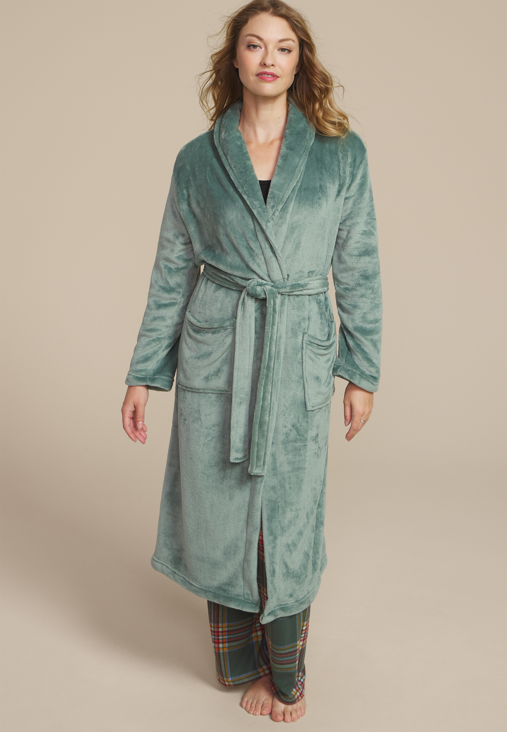 Sage Plush Long Robe