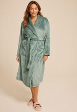 Plus Size Sage Plush Long Robe, C6740, small