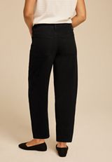 Black High Rise Barrel Jean, , small