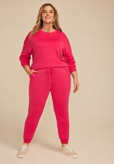 Pink Cloud Scuba Knit Crew Neck Sweatshirt, BRIGHT ROSE, small