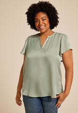 Plus Size Atwood Flutter Sleeve Blouse, C4610, small