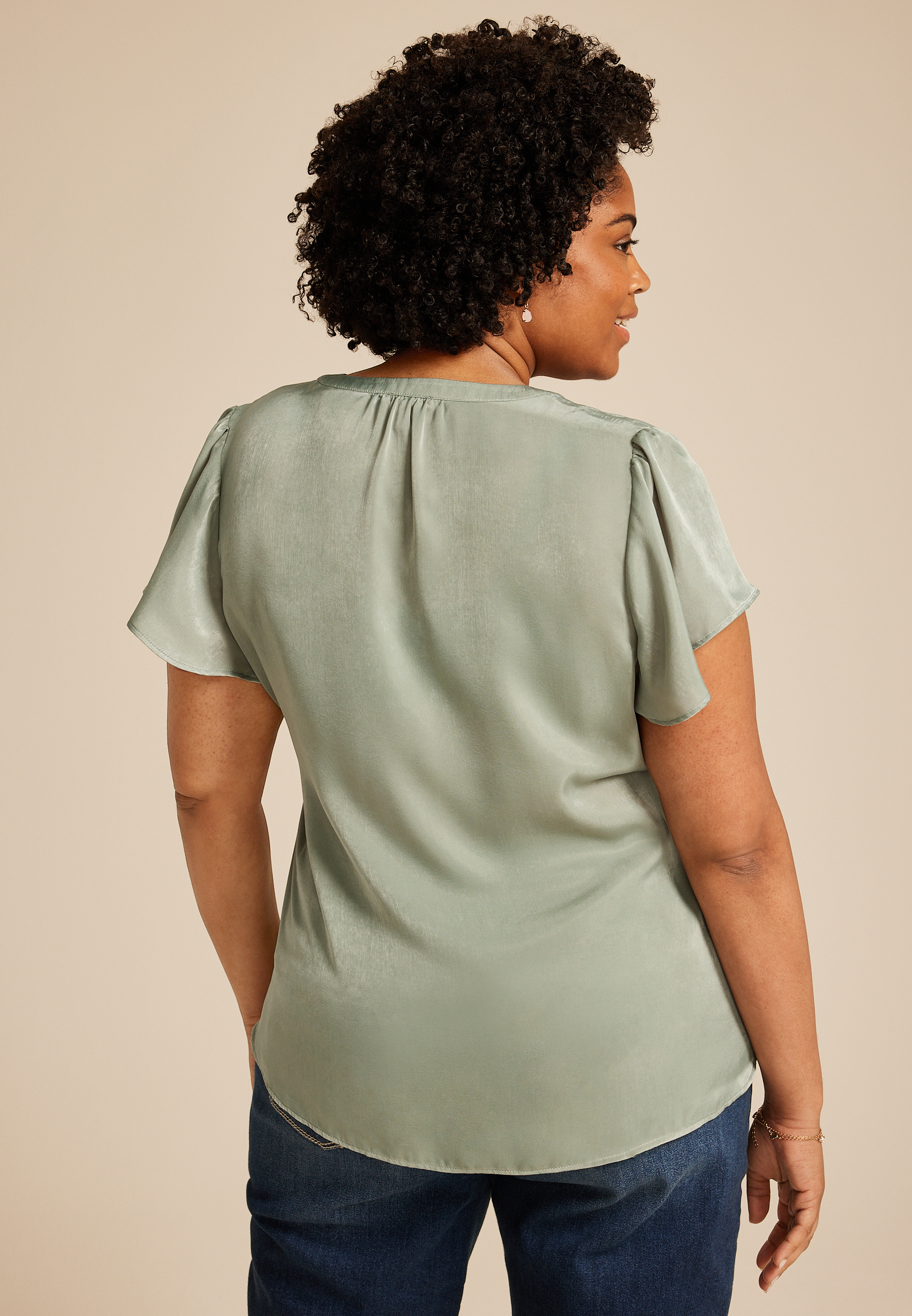 Plus Size Atwood Flutter Sleeve Blouse, C4610, large