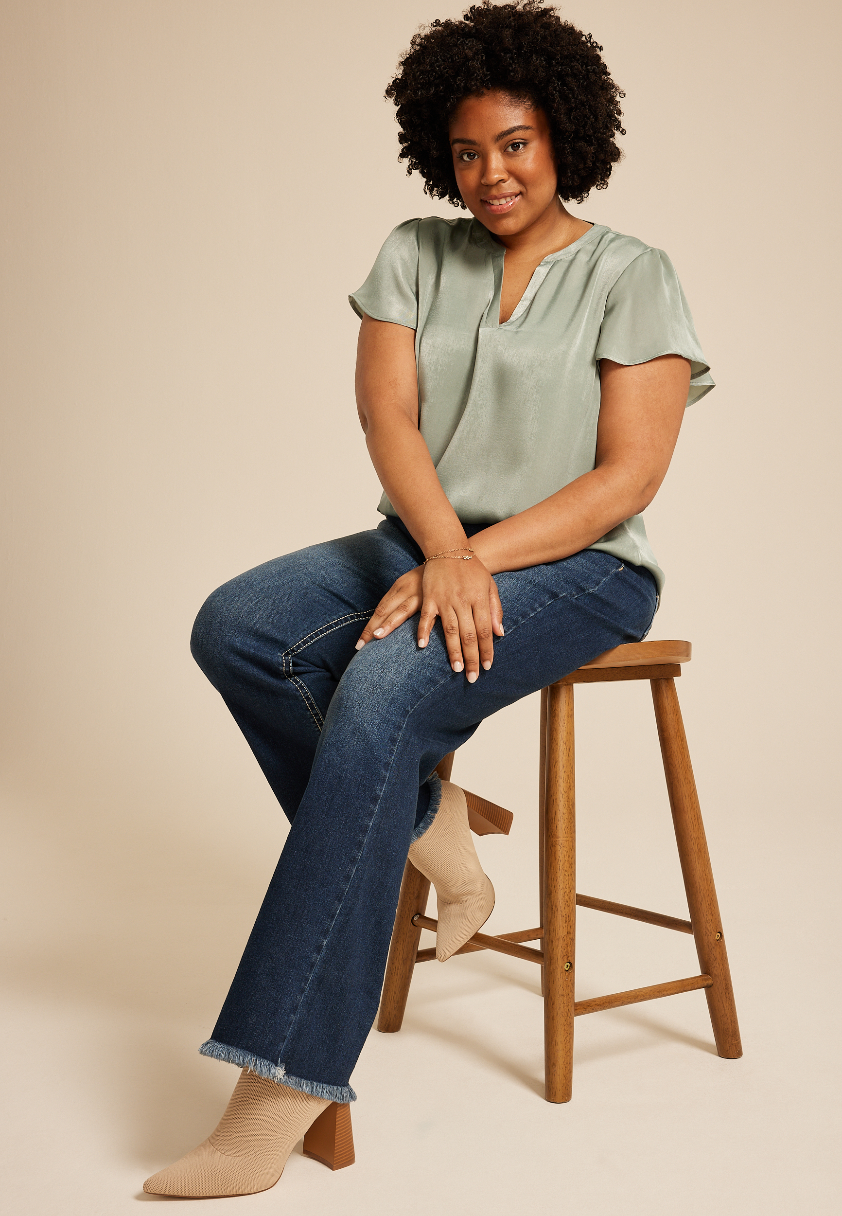 Plus Size Atwood Flutter Sleeve Blouse, C4610, large