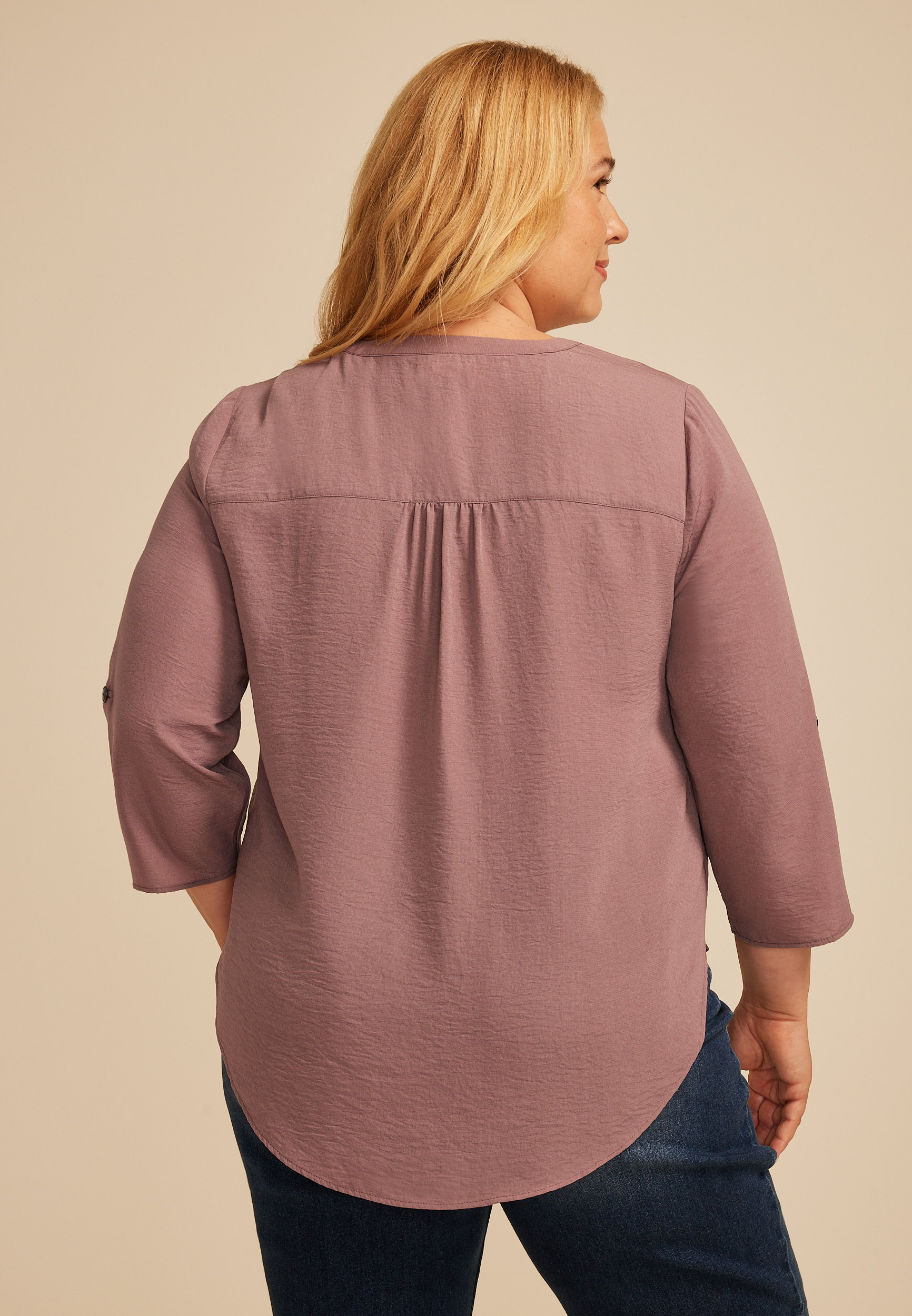 Plus Size Atwood 3/4 Sleeve Popover Blouse, C9247, large