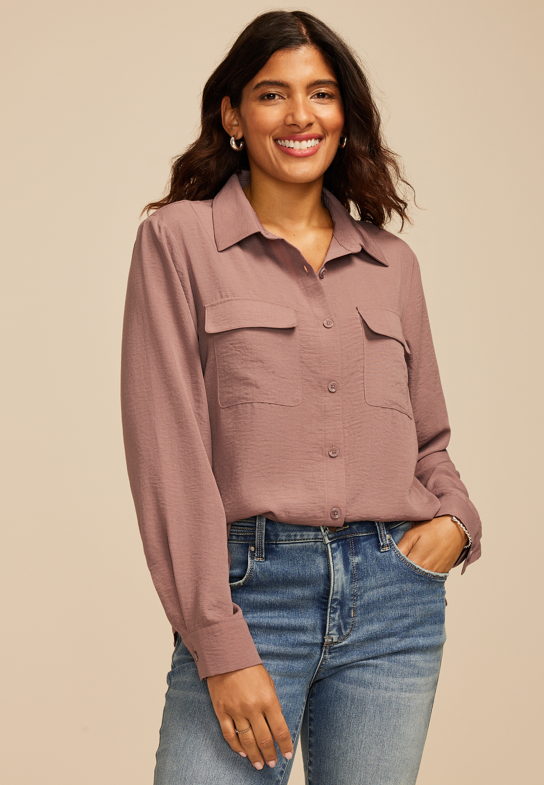 Black Utility Button Down Shirt