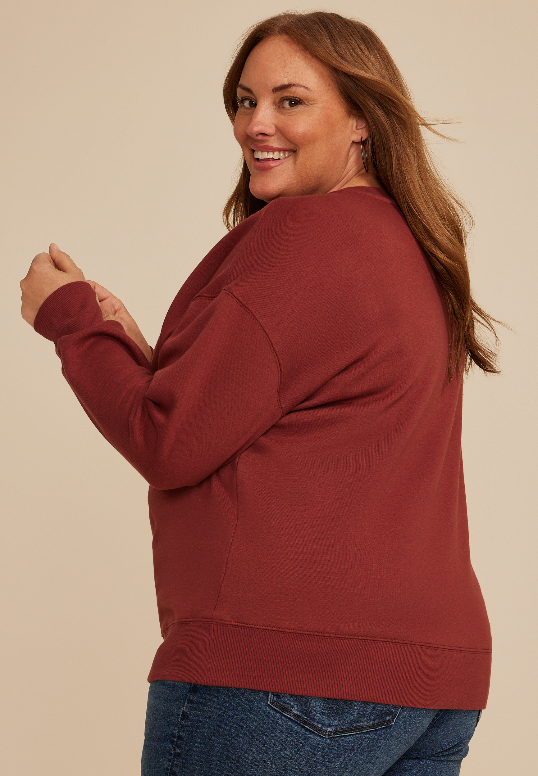 Plus Size Snoopy Trick Or Treat Relaxed Fit Sweatshirt, , large