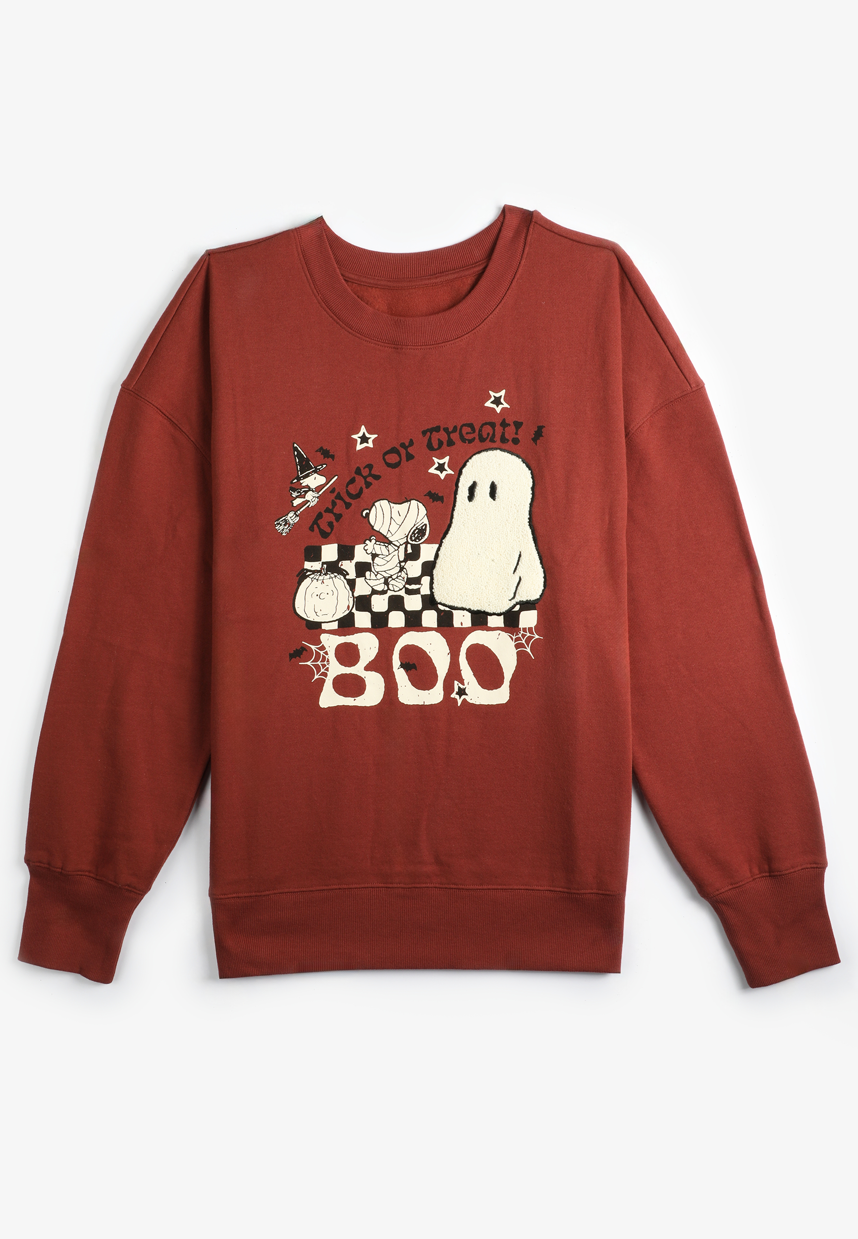 Plus Size Snoopy Trick Or Treat Relaxed Fit Sweatshirt, , large