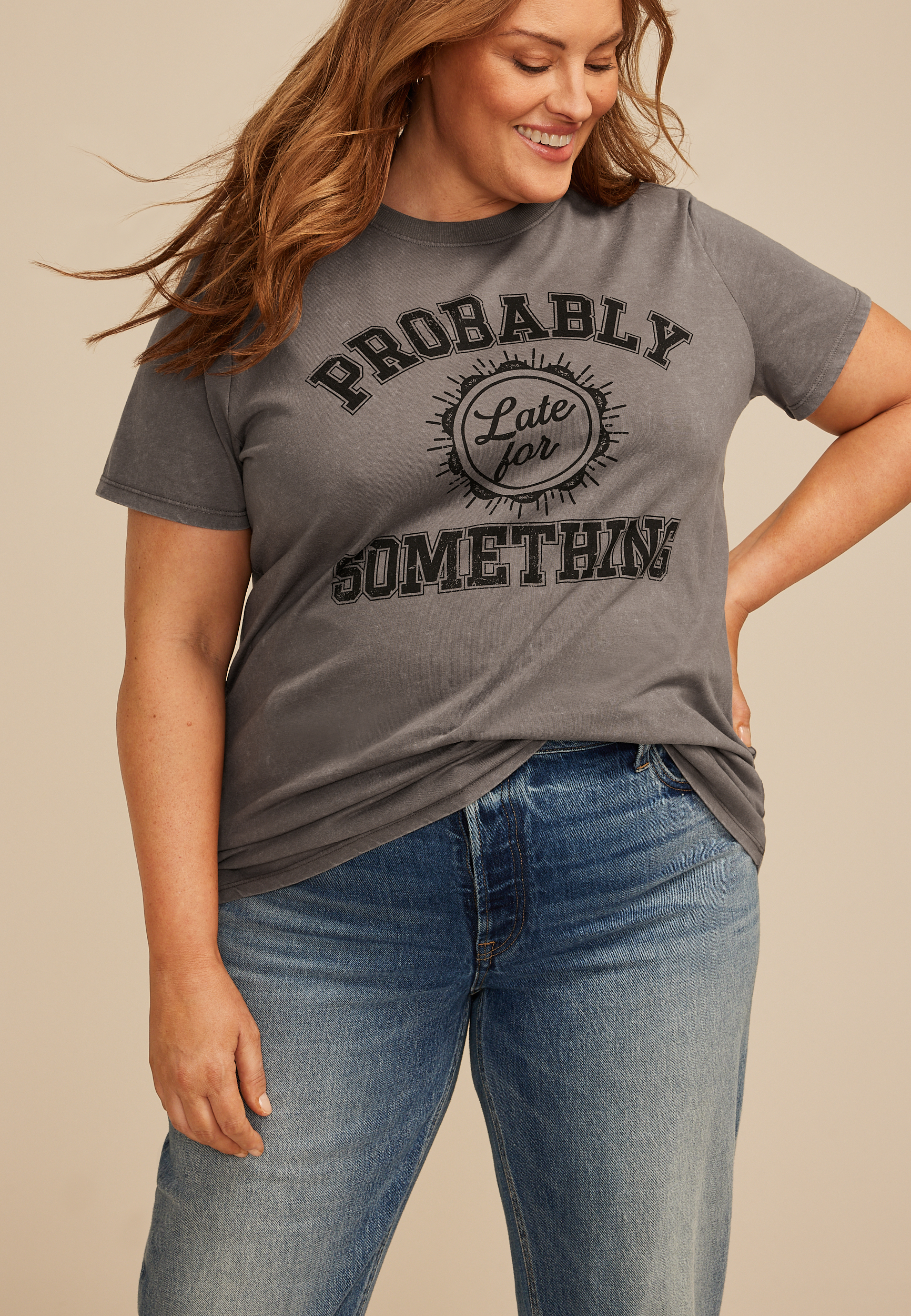 Probably Late For Something Oversized Fit Graphic Tee