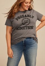Plus Size Probably Late For Something Oversized Fit Graphic Tee, C829, small