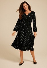 Blue Tiered Floral Print Midi Dress