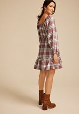 Plaid Smocked Mini Dress, PURPLE MOSS COMBO, small