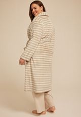 Plus Size Striped Plush Long Robe, C9747, small