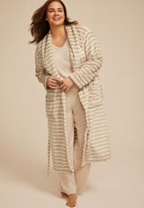 Plus Size Striped Plush Long Robe, C9747, small