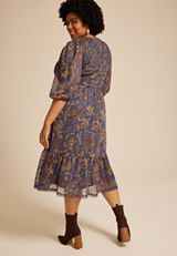 Plus Size Floral Smocked Midi Dress, C4131, small