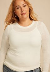 Plus Size  Floral Jacquard Mesh Top, C2789, small