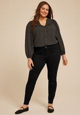 m jeans by maurices&trade; Plus Size Black Mid Rise Jegging, C106, small