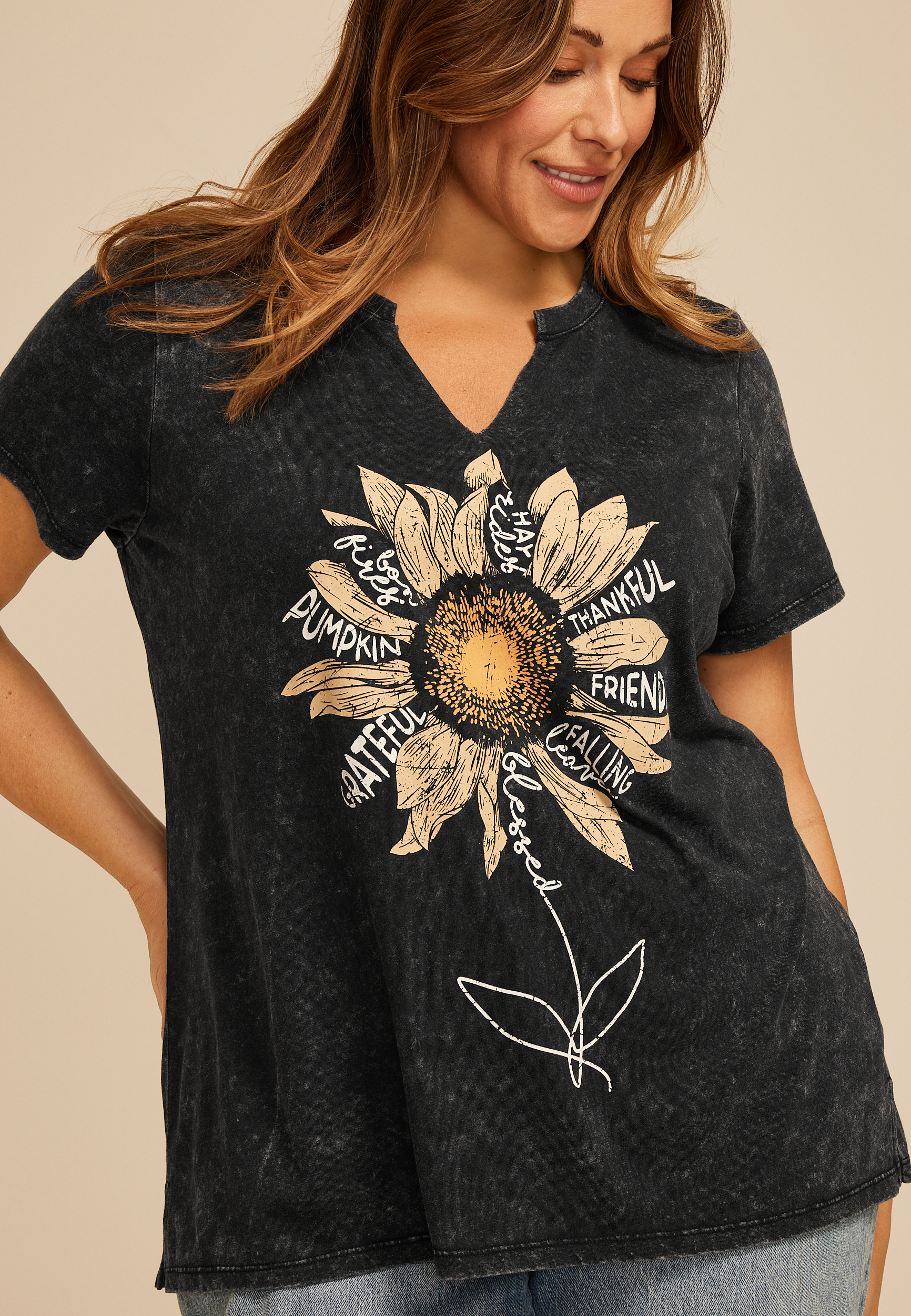Plus Size Fall Sunflower Classic Fit Graphic Tee