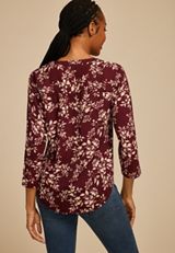 Atwood Floral 3/4 Sleeve Popover Blouse, C5232, small