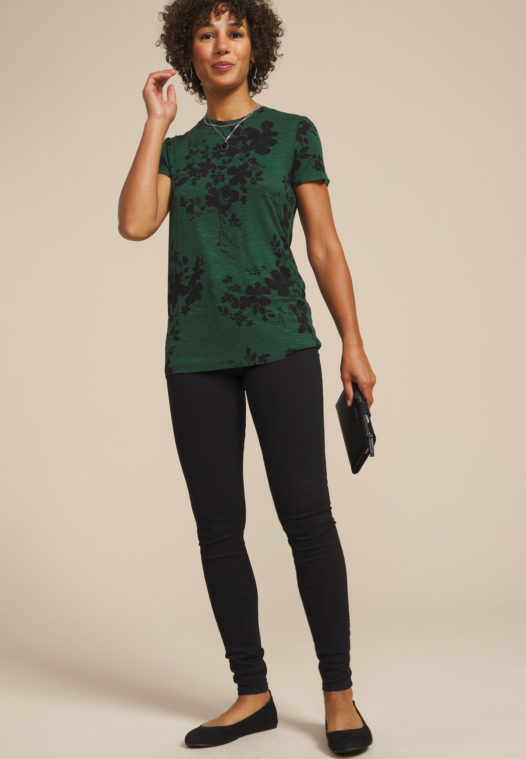 24/7 Kennedy Floral Crew Neck Tee, C3918, large