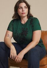 Plus Size 24/7 Kennedy Floral Crew Neck Tee, C3918, small