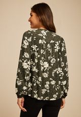 Olive Floral Peasant Blouse, C1829, small