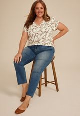 Plus Size 24/7 Holland Floral Tulip Sleeve Tee, C1524, small