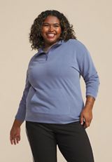Plus Size Scuba Knit Quarter Zip Sweatshirt, BIJOU BLUE, small