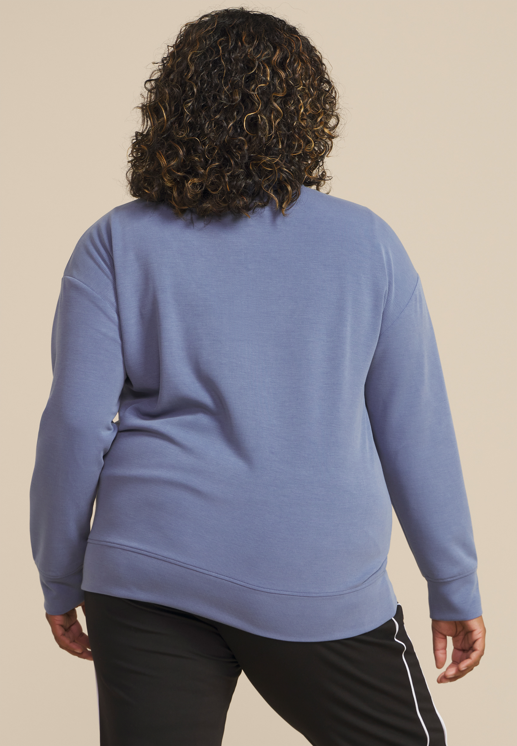 Plus Size Scuba Knit Quarter Zip Sweatshirt, BIJOU BLUE, large